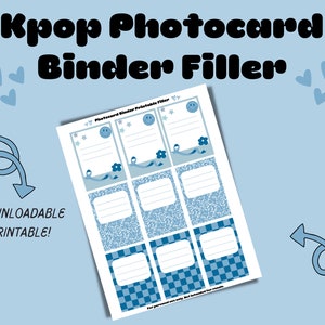 Preenchimento de fichário Kpop para cartões fotográficos - azul frente e verso (download digital!)