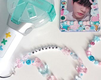 TXT Lightstick Strap - Blue Hour Aesthetic - Pastel Pink + Pastel Blue - Custom Lightstick Strap or Phone Strap