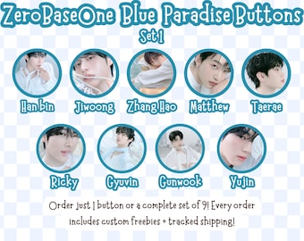 Zerobaseone Blue Paradise Buttons: ZB1 Kpop Fan Gift