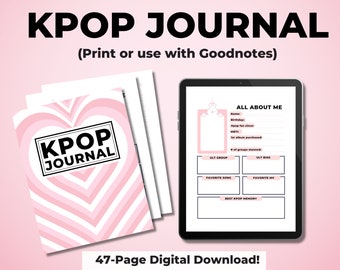 Printable KPop Journal: Pink Theme, 47-Page Tracker (Digital Download)