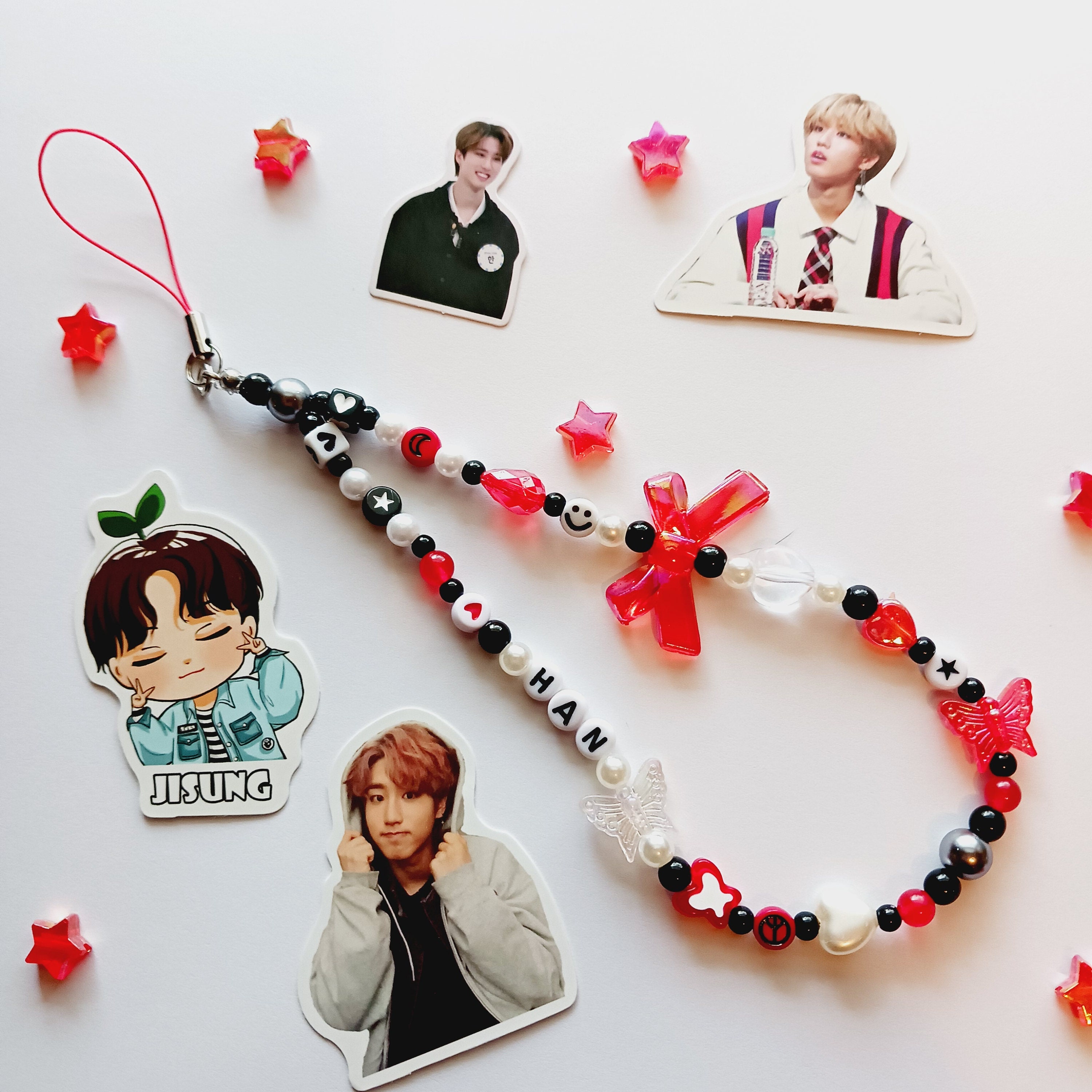 Custom Stray Kids Phone Charm: Red & Black SKZ Lightstick Strap - Etsy