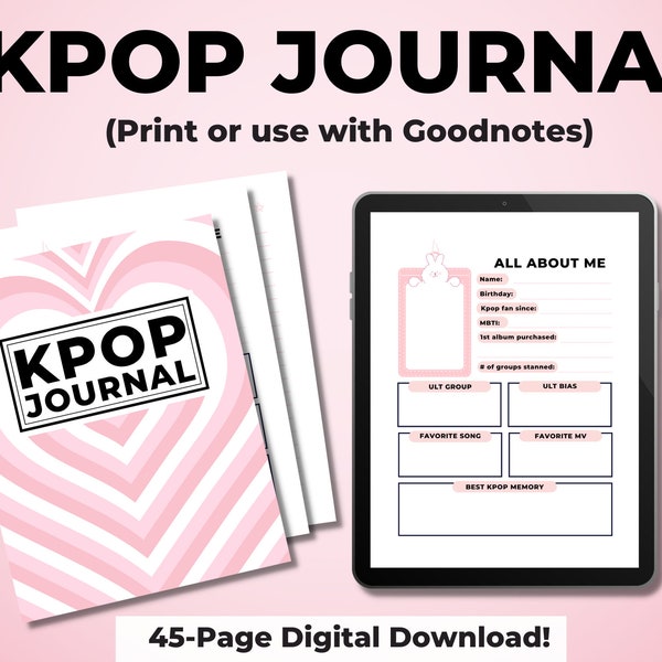 Printable KPop Journal Digital Download or Use With GoodNotes (Letter Size & A4)