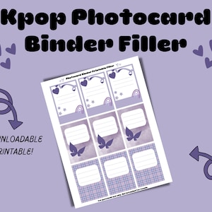 Relleno de carpeta Kpop para tarjetas fotográficas - Púrpura de doble cara (¡Descarga digital!)