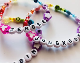 Rainbow Kpop Bead Bracelet: Custom Idol Fan Gift (FREEBIES Included!)