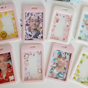 Portatarjetas con fotografía de Kpop, credencial de identificación con fotografía de Kpop personalizada y decorada, llaveros con fotografía de Kpop (**Leer descripción**)