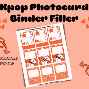 Preenchimento de fichário Kpop para cartões fotográficos - Gatos laranja + estrelas frente e verso (download digital!)