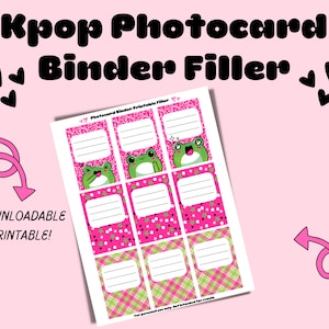 Preenchimento de fichário Kpop para cartões fotográficos - rosa e verde frente e verso (download digital!)