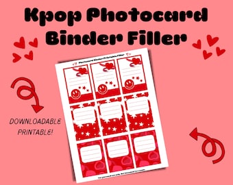 Kpop Binder Filler for Photocards - Red Hearts Stars Double-Sided (Digital Download!)