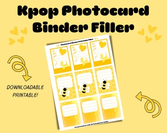 Kpop Binder Filler for Photocards - Yellow Bees Double-Sided (Digital Download!)