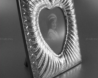925 Stämplat Massivt Sterling Silver - Fotoram - Antik Vintage Victorian Finish - Flammande Hjärta