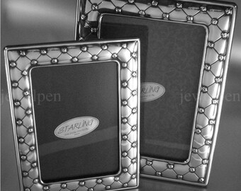 13x18-Bezaubernder Fotorahmen aus 925 Sterling Silber-Rosebud-ausgefallenes romatisches Design mit kleinen Rosenknospen verziert-Holzrücken