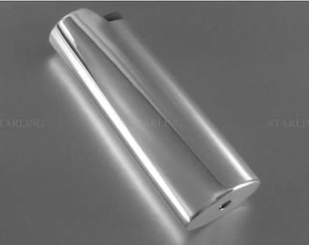 925%-Mini Bic-Feine Atelierware-Feuerzeughülle-925 sterlingzilver glatt hoogglans poliert 2,5 x 6 cm of 0,98" x 2,36"-