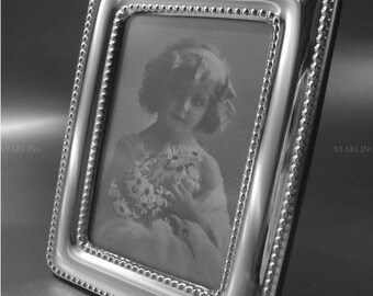 2,36&quot; x 3,54&quot; Sehr feiner Fotorahmen 925 Sterling Siber glatt poliert mit Perlrand innen und aussen,ein schöner zeitloser Klassiker 6x9 cm