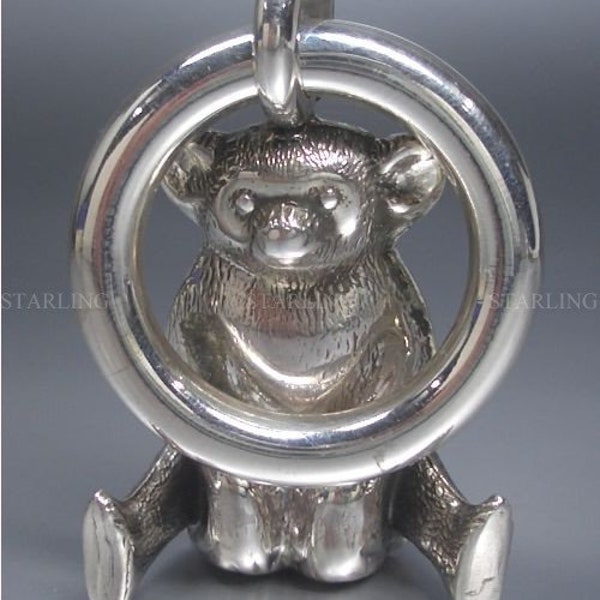 925 punzierte Babyrassel BÄR Beißring und Bärenkörper sind aus 925 Sterling Silber gefertigt -  sehr schöne qualitätsvolle Anfertigung