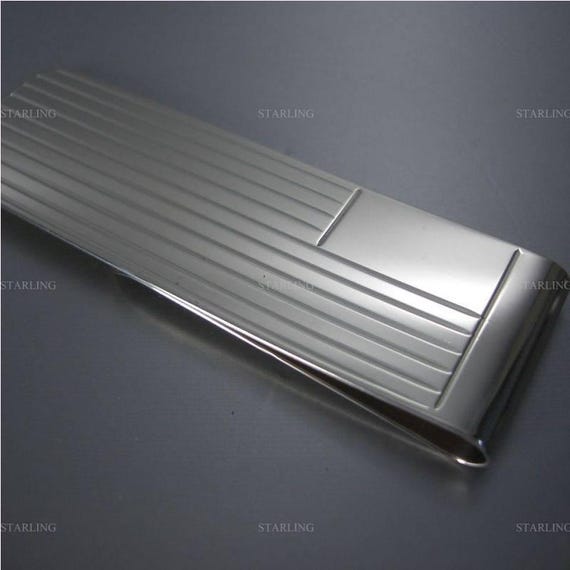 Feine Atelierware - Money Clip - Geldscheinklammer - 925 Sterling Silber - Fadenguilloche - Gravurfeld - Handarbeit
