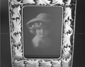 Jugendstil Bilderrahmen aus Sterlingsilber mit Blattornament