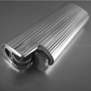 925%-Mini Bic-Feine Atelierware-Feuerzeughülle-925 Sterling SilberFaden Guilloche mit Gravurfeld hochglanz poliert 2,5x6cm oder 0,98&quot; x 2,36&quot;