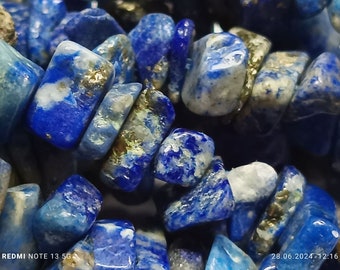 Feine Lapislazuli Edelstein Chips Kette 90  cm endlos