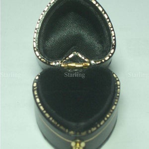 From UK - Very fine victorian vintage heart shaped ring box leatherette black