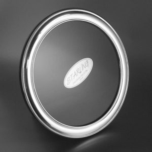 Średnica 5&#39;&#39;- Durchmesser 13 cm - Elegancki Fotorahmen glatt–925 Sterling Silber hochglanz poliert–Mahagoni Holzrücken