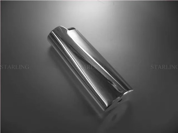 925% - Mini Bic-Feine Atelierware-Bic Hülle Feuerzeughülle–925 Sterling Silber–glatt hochglanz poliert 2,5 x 6 cm or 0,98" x 2,36"