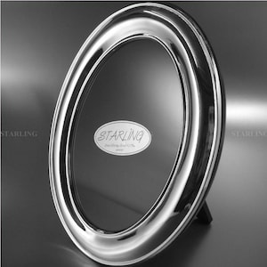Ovaler 925 Sterling Silber Fotorahmen - Mahagoni Holzrücken