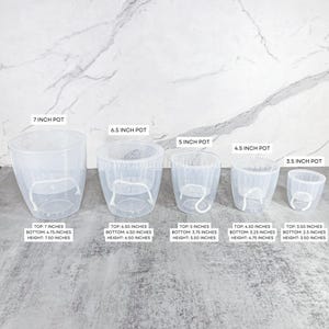 Clear Round Self Watering Plant Pots 2,4,6 Pack - Sizes: 3.5 Inch, 4.5 Inch, 5 Inch, 6.5 Inch & 7 Inch