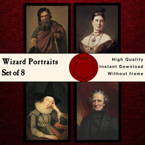 Wizard Portraits | SET OF 8 | Magical Wall Art | Printable Digital Download (G)