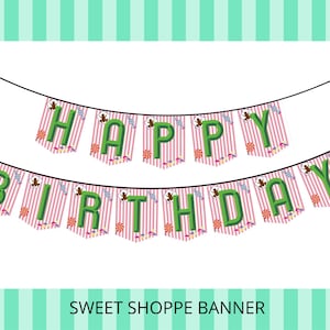 Süße Shoppe Girlande Druckbare Digitaler Download | A-Z Zauberer Party Deko Süßigkeiten Wagen