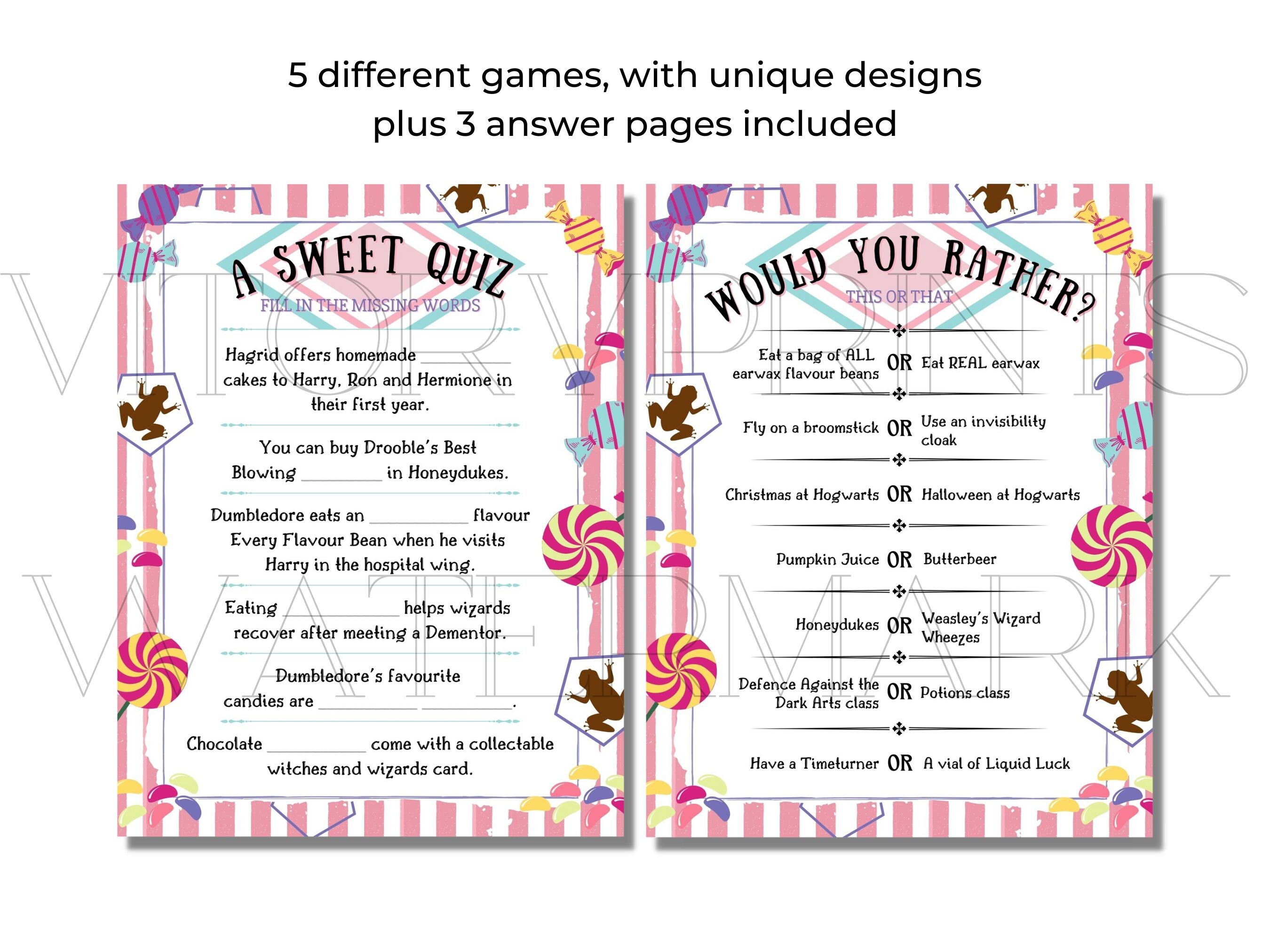 HP Wizard Party Games Printable Digital Download Sweet Etsy UK