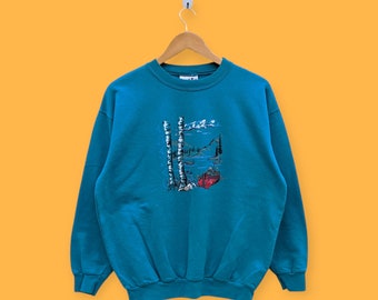 vintage 90s northern reflections sweatshirt cute graphics crewneck northern reflections sweater pullover nice green colour size large