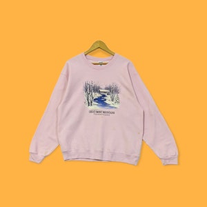 Vintage great smoky mountains Tennessee sweatshirt great smoky mountains crewneck sweater pullover streetwear style Pink colour size large