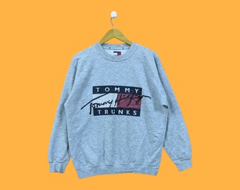 Vintage 90s Tommy Hilfiger sweatshirts Tommy Hilfiger crewneck Tommy Hilfiger sweater pullover logo grey colour size medium streetwear