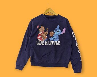 Lilo und Stitch Sweatshirt Lilo und Stitch Crewneck Lilo und Stitch Pullover Pullover Streetwear Zeichentrickfiguren Farbe Blau Größe Medium