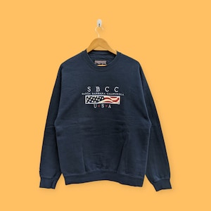 vintage 90s Santa Barbara city college embroidered logo sweatshirt Santa Barbara city college crewneck sweater pullover blue size medium