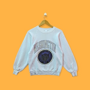 Vintage 90s Washington university sweatshirts Washington university crewneck Washington university sweater pullover white colour size small