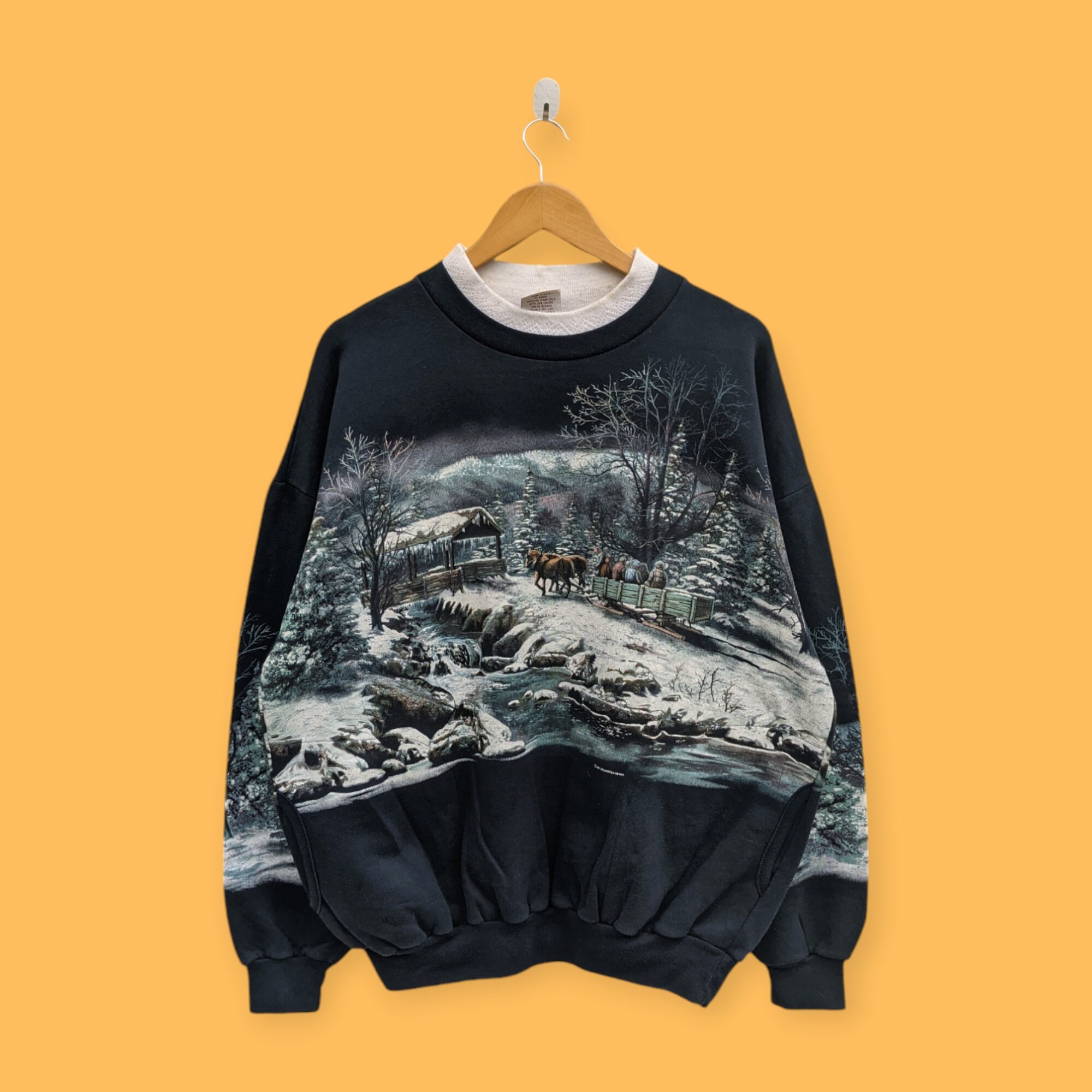 Art Unlimited  90s トレーナー Vintage 90s Art Unlimited Full Print Sweatshirt Deer Elk Moose