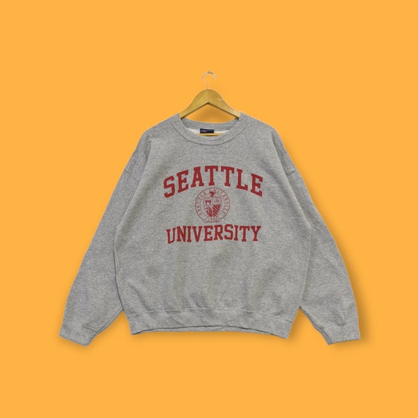 Vintage Seattle university sweatshirts Seattle university crewneck Seattle university sweater pullover streetwear style grey size x-large