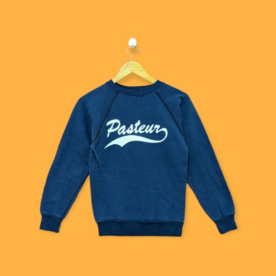 Vintage Pasteur spell out sweatshirt Pasteur crewneck Pasteur sweater pullover streetwear sports style college nice blue colour size small