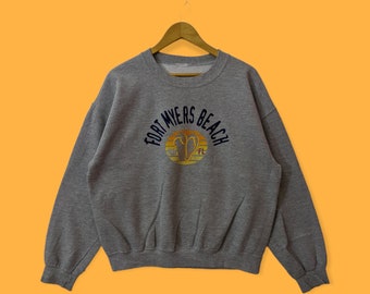 Vintage Ft. Myers Beach Florida Hoodie Embroidered Logo Sweater 