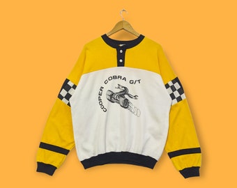 Vintage Cooper cobra G/T sweatshirt cooper cobra crewneck cooper cobra sweater pullover streetwear style sports yellow white size x-large