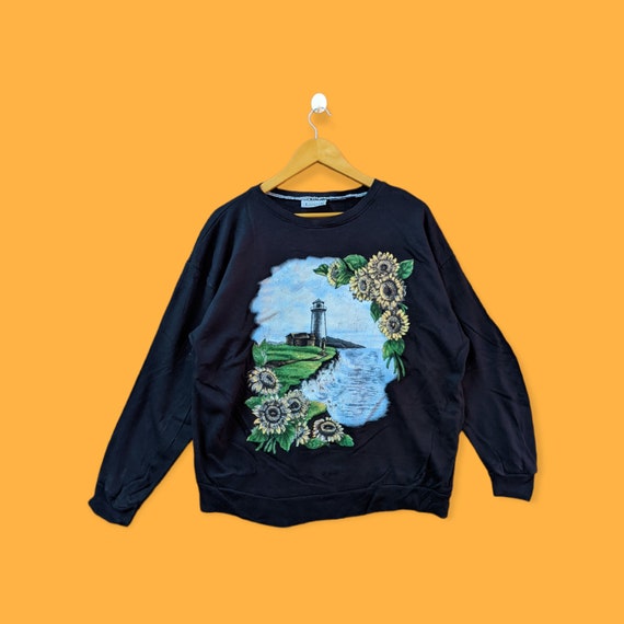 Vintage basic editions lighthouse image sweatshir… - image 1