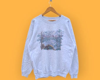 vintage 90s northern reflection sweatshirt Banff Canada crewneck nature habitat sweater pullover streetwear style gray colour size medium