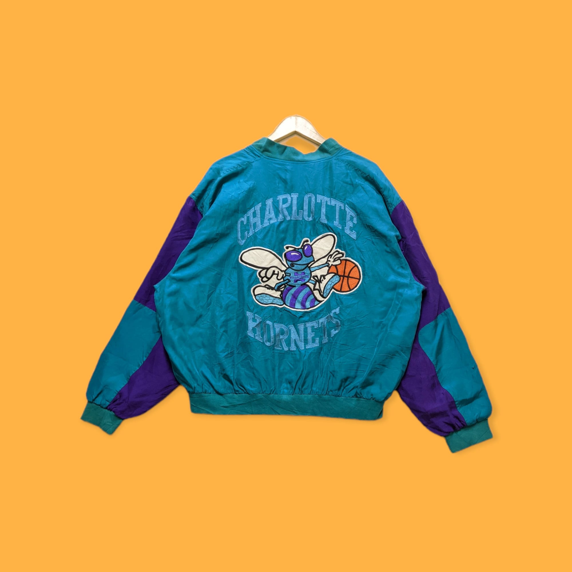 J. Cole 90s Charlotte Hornets Blue Hooded Jacket