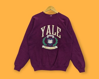 Vintage 90s Yale university sweatshirts Yale university crewneck Yale university sweater pullover streetwear dark purple colour size large