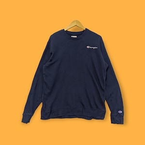 Champion sweatshirt champion crewneck champion sweater pullover streetwear style sports fitness embroidered logo blue colour size x-large