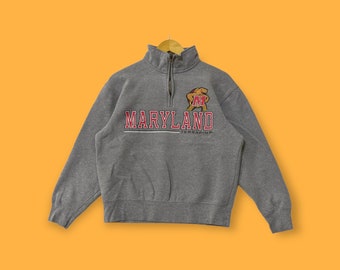 Vintage 90s Maryland terrapins sweatshirt Maryland terrapins crewneck Maryland terrapins sweater pullover streetwear grey colour size medium