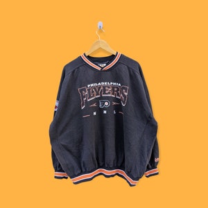 Vintage Sonne verblasstes Philadelphia Flyers Sweatshirt Philadelphia Flyers Crewneck Philadelphia Flyers Pullover Pullover Schwarz Orange XXL
