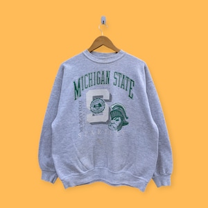 vintage 90s Michigan state university sweatshirts Spartans crewneck Michigan university sweater pullover college style gray colour x-large