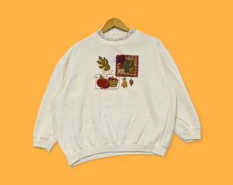 Vintage bobbie Brooks embroidered sweatshirt bobbie Brooks crewneck bobbie Brooks sweater pullover grandma style size large
